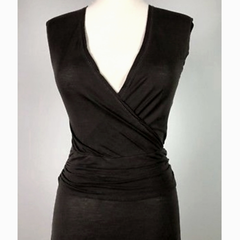 James Perse Dress Stretch Knit Deep V-Neck Size 1